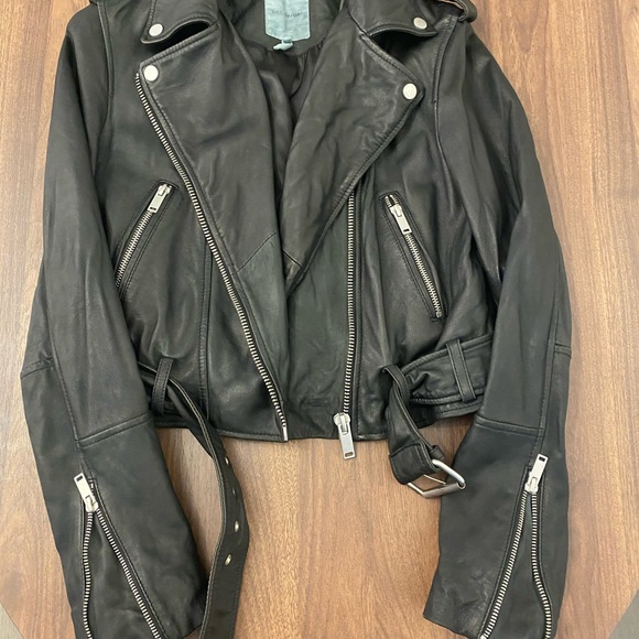 AVAILABLE - Avec Les Filles genuine leather cropped biker jacket - Picture 3 of 5